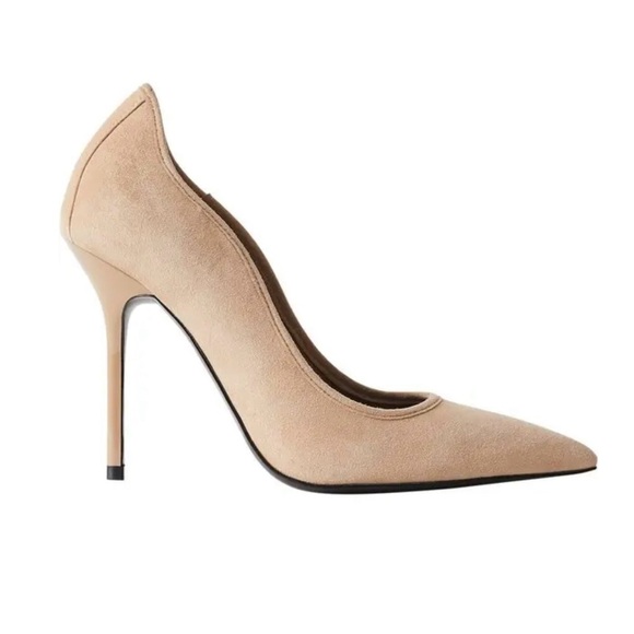 REISS Pointed Toe suede Pump in cream beige NEW - Picture 1 of 8